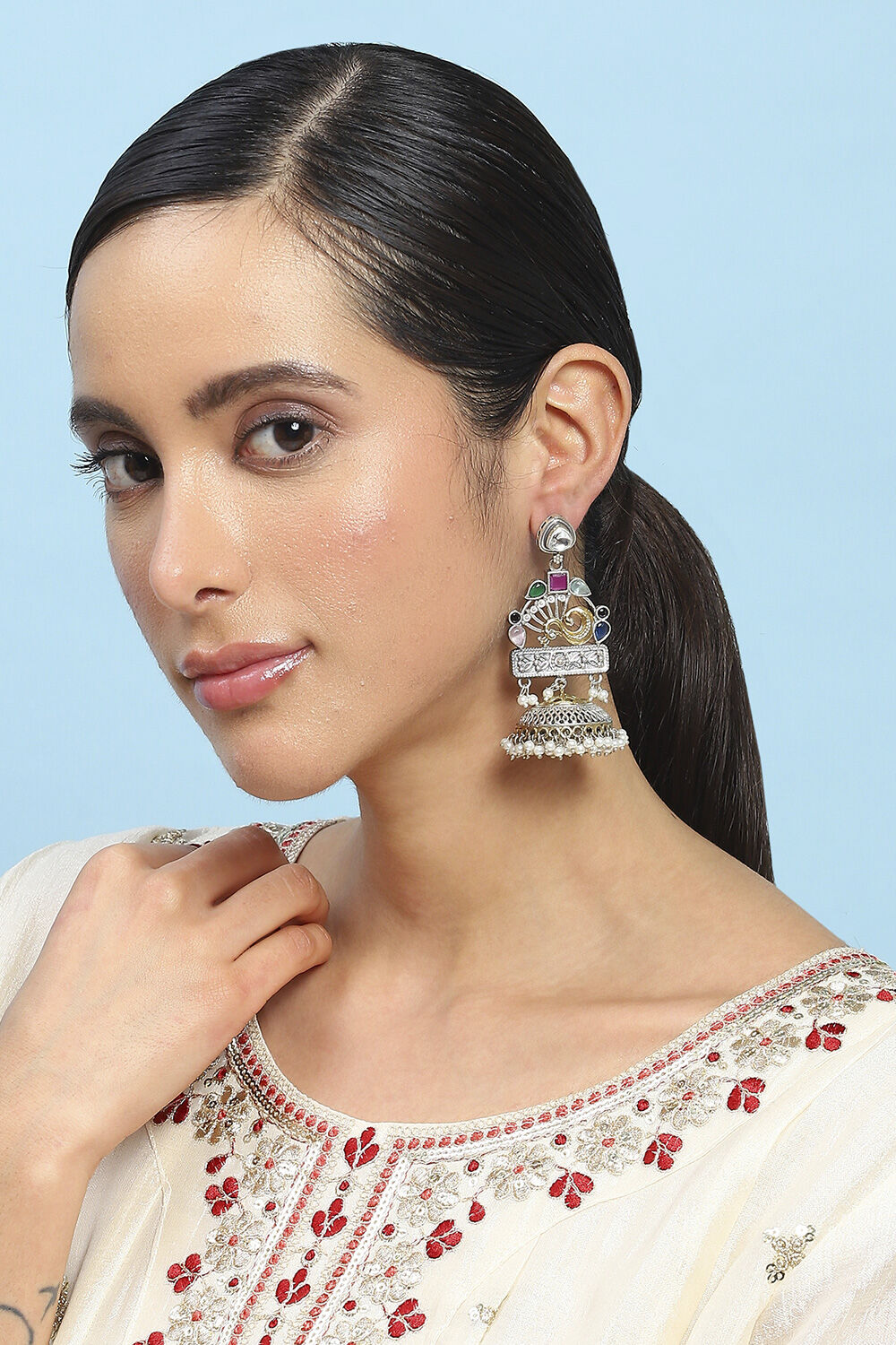 Multicolour Brass Jhumka image number 3