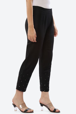 Black Poly Viscose Pants image number 3