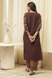 Maroon Cotton Straight Kurta Palazzo Suit Set image number 4