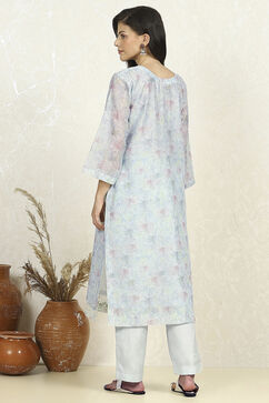 Sea Green Chanderi Unstitched Suit Set image number 5