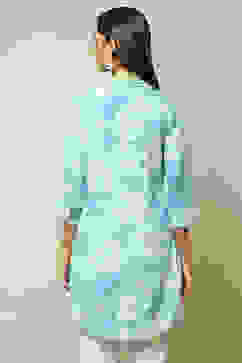 Teal LIVA Printed Shirt image number 4