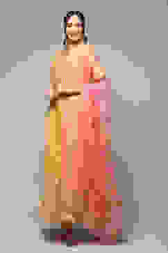 Yellow Cotton Blend Anarkali Kurta Churidar Suit Set image number 5