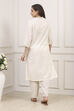 Off White Cotton Straight Kurta image number 3