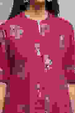 Fuchsia Rayon Asymmetric Kurta image number 1