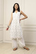 White Cotton Schiffli Embroidered Straight Suit Set image number 6