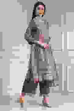 Grey Cotton Printed Straight Suit Set image number 5