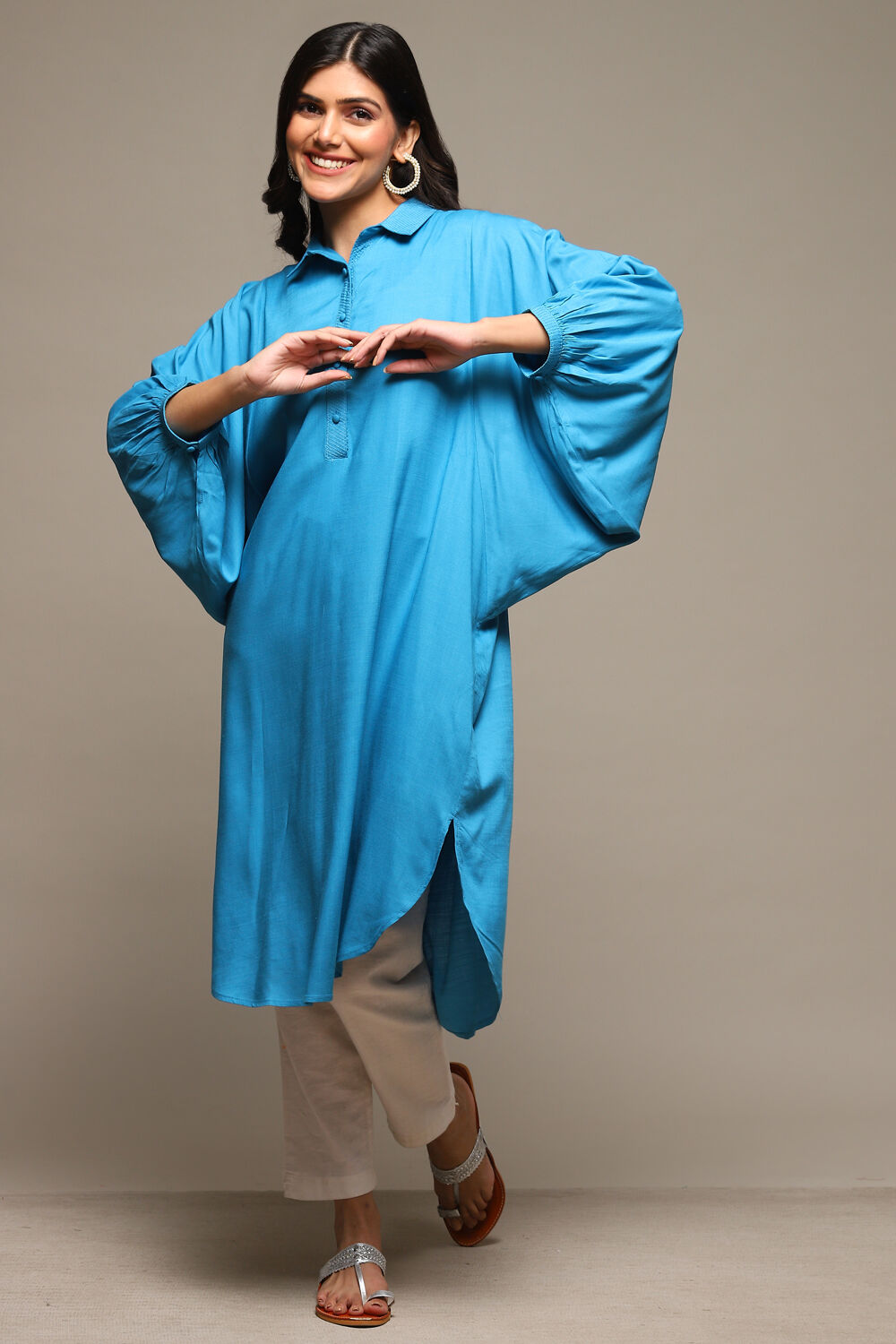 Pink Rayon Straight Printed Kurta image number 0