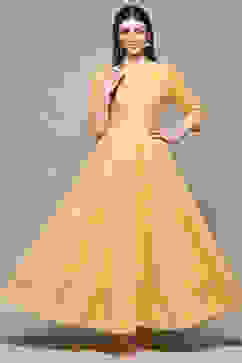 Yellow Cotton Anarkali Dress image number 0