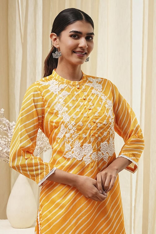 Coral Polyester Straight Kurta image number 1