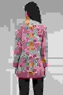 Off White-Red Polyester Straight Printed Short Kurta image number 3