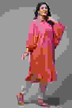 Red Rayon Straight Printed Kurta image number 4