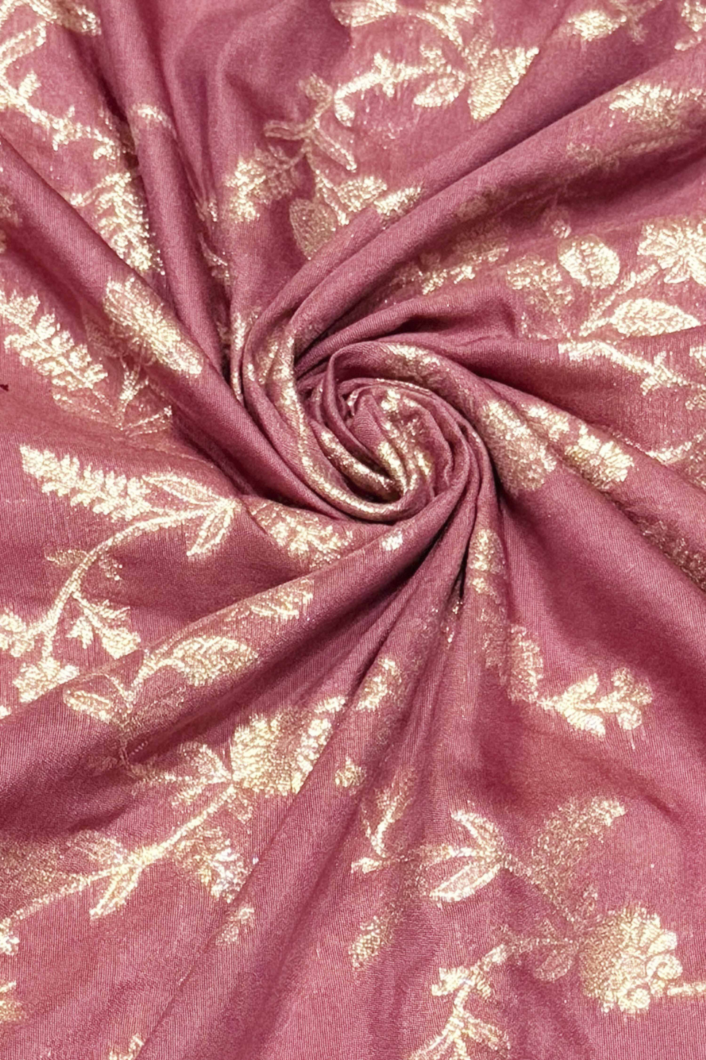 Pink Jacquard Printed Unstitched Suit Set image number 2