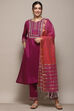 Beige Rayon flax Narrow Kurta Pant Suit Set image number 7