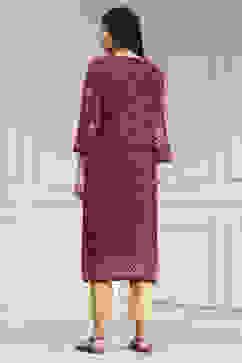 Berry Maroon Printed Straight Kurta image number 3