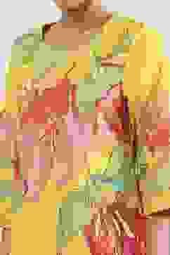 Yellow Cotton Floral Printed Straight Kurta Set image number 1