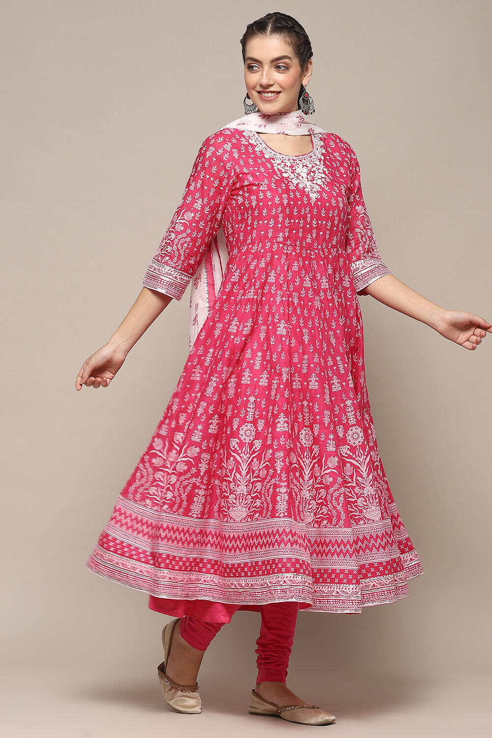 Blue Cotton A-Line Suit Set image number 6