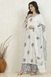 White and Blue Cotton Printed Unstitched Suit Set image number 4