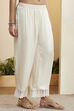 Off-White Viscose Rayon Solid Straight Palazzo image number 4