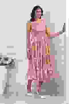 Pink Viscose Rayon Kalidar Dress image number 4