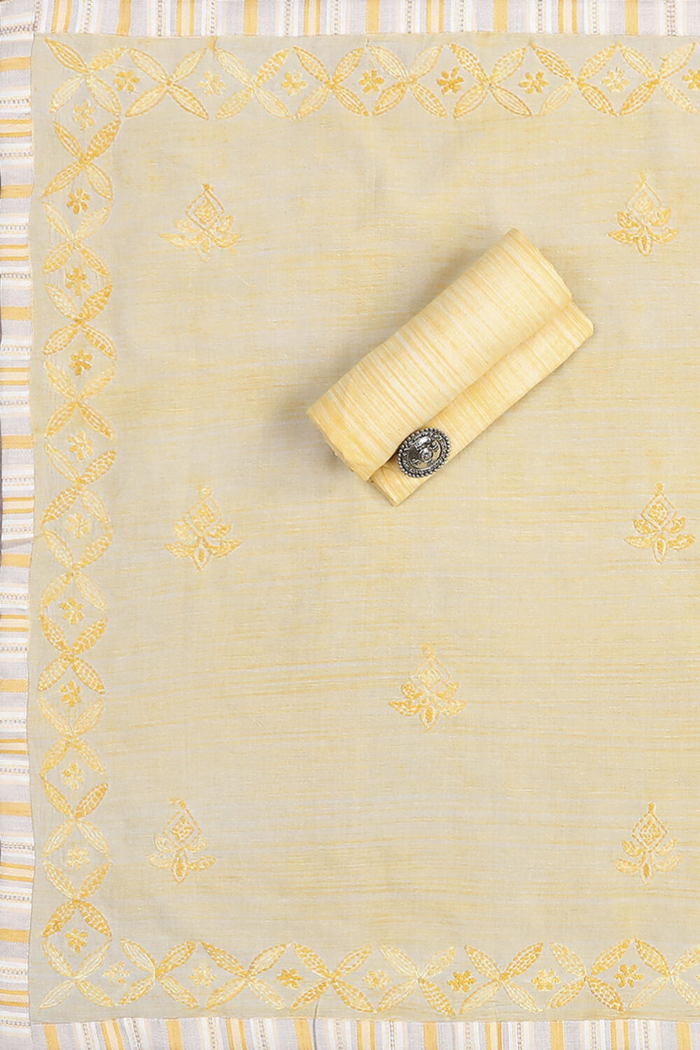 Orange Cotton Unstitched Suit Set image number 2