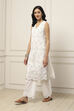 White Cotton Schiffli Embroidered Straight Suit Set image number 3
