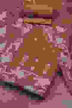 Rust Cotton Jamdani Unstitched Suit Set image number 0