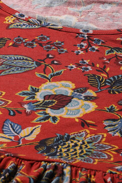 Red LIVA Flared Fusion Dress image number 1