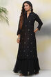 Black Straight Cotton Silk Fusion Wear 2 Piece Set image number 2