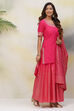 Fuchsia Art Silk Straight Kurta Sharara Suit Set image number 6