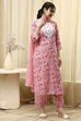 Pink Cotton Printed Embroidered Unstitched Suit Set image number 6