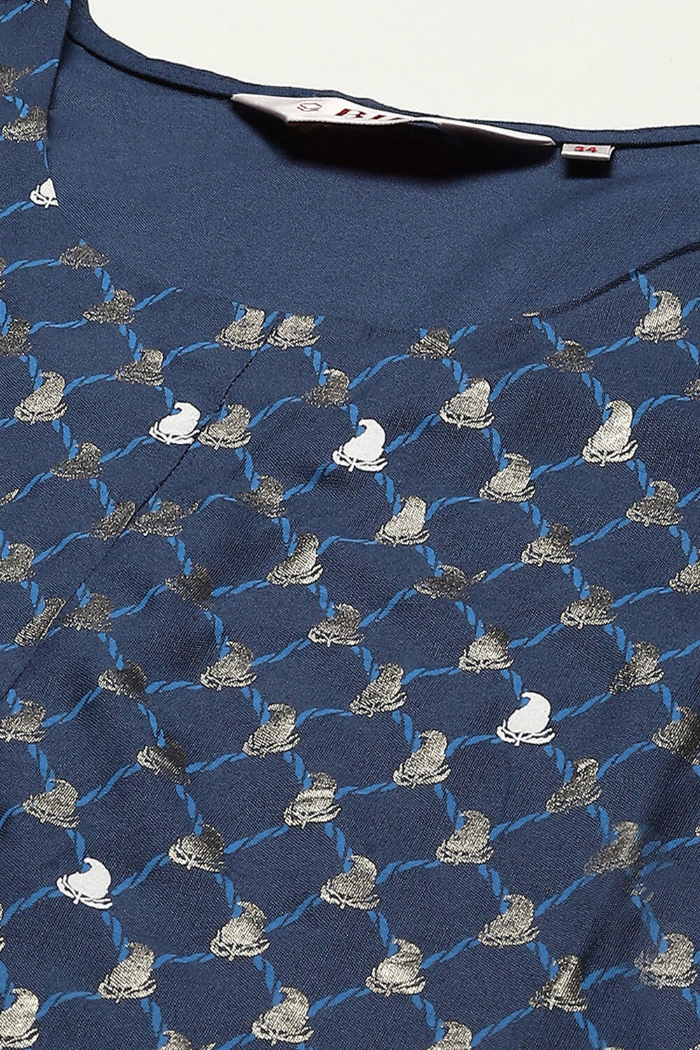 Indigo Rayon Straight Kurta Pant Suit Set image number 1