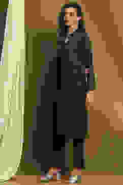 Black Polyester Straight Kurta Pants Set image number 3