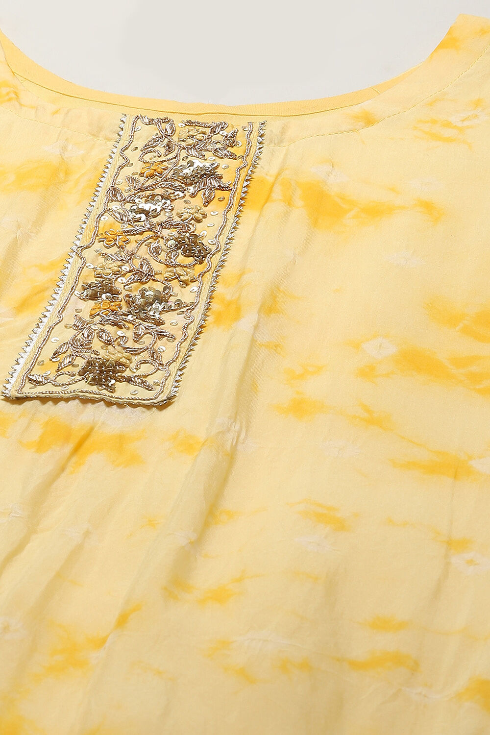 Yellow Organza Unstitched Suit set image number 2