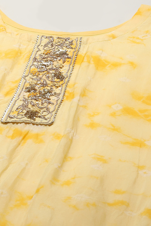 Yellow Organza Unstitched Suit set image number 2