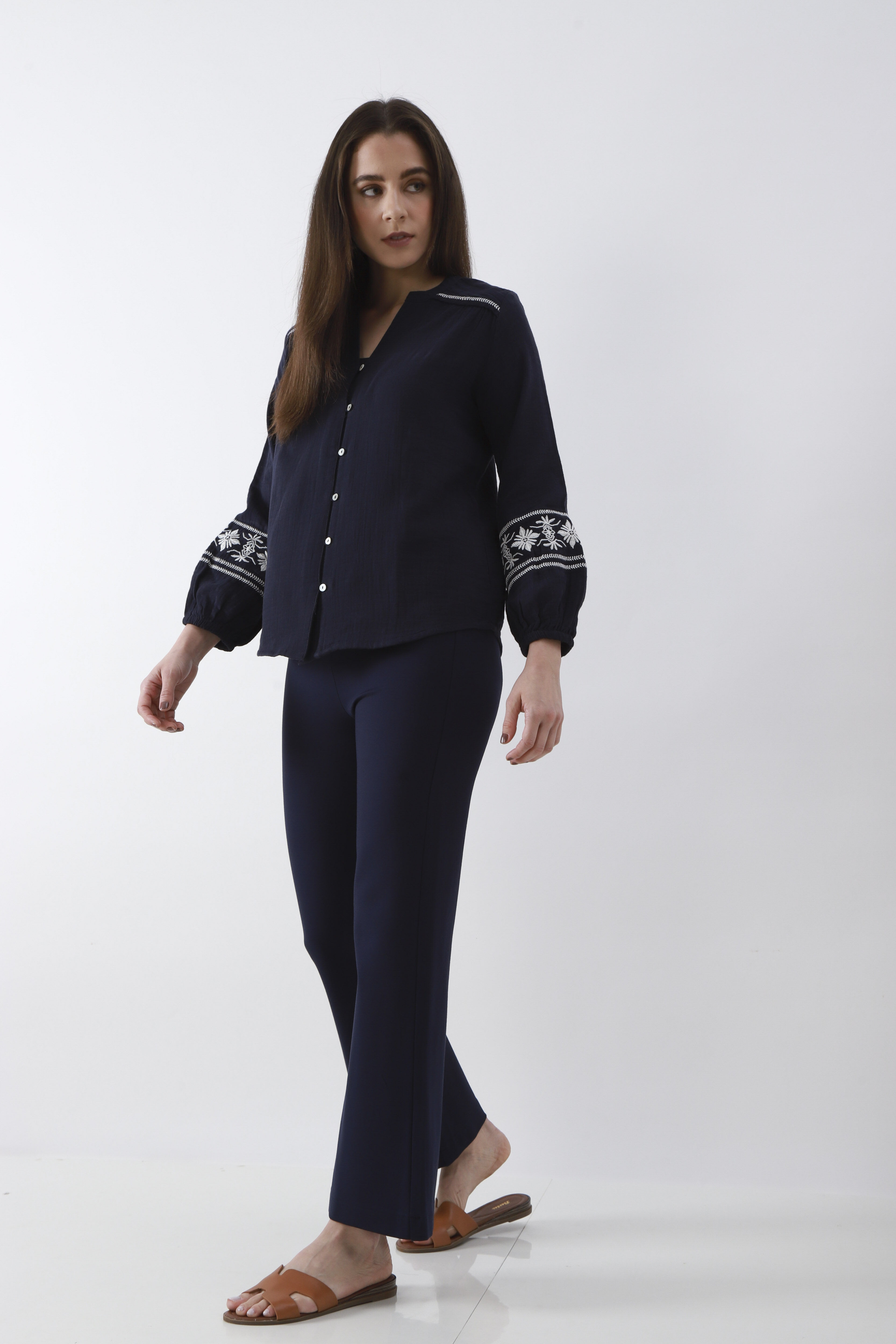 White Solid Flared Pants image number 0