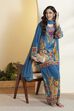 Blue Viscose Rayon Printed Straight Kurta Set