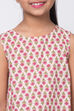 Peach Cotton A-Line Printed Dress image number 1