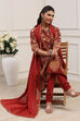 Red Cotton Straight Kurta Churidar Suit Set