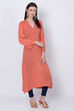 Teal Acrylic And Wool Straight Solid Kurta image number 0
