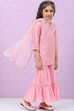 Pink Art Silk Straight Kurta Sharara Suit Set image number 6