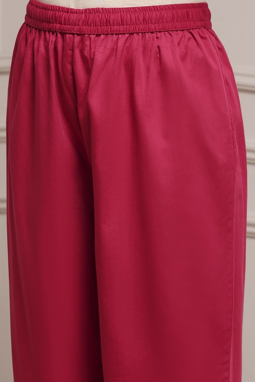 Pink Cotton Blend Printed Straight Suit Set image number 2