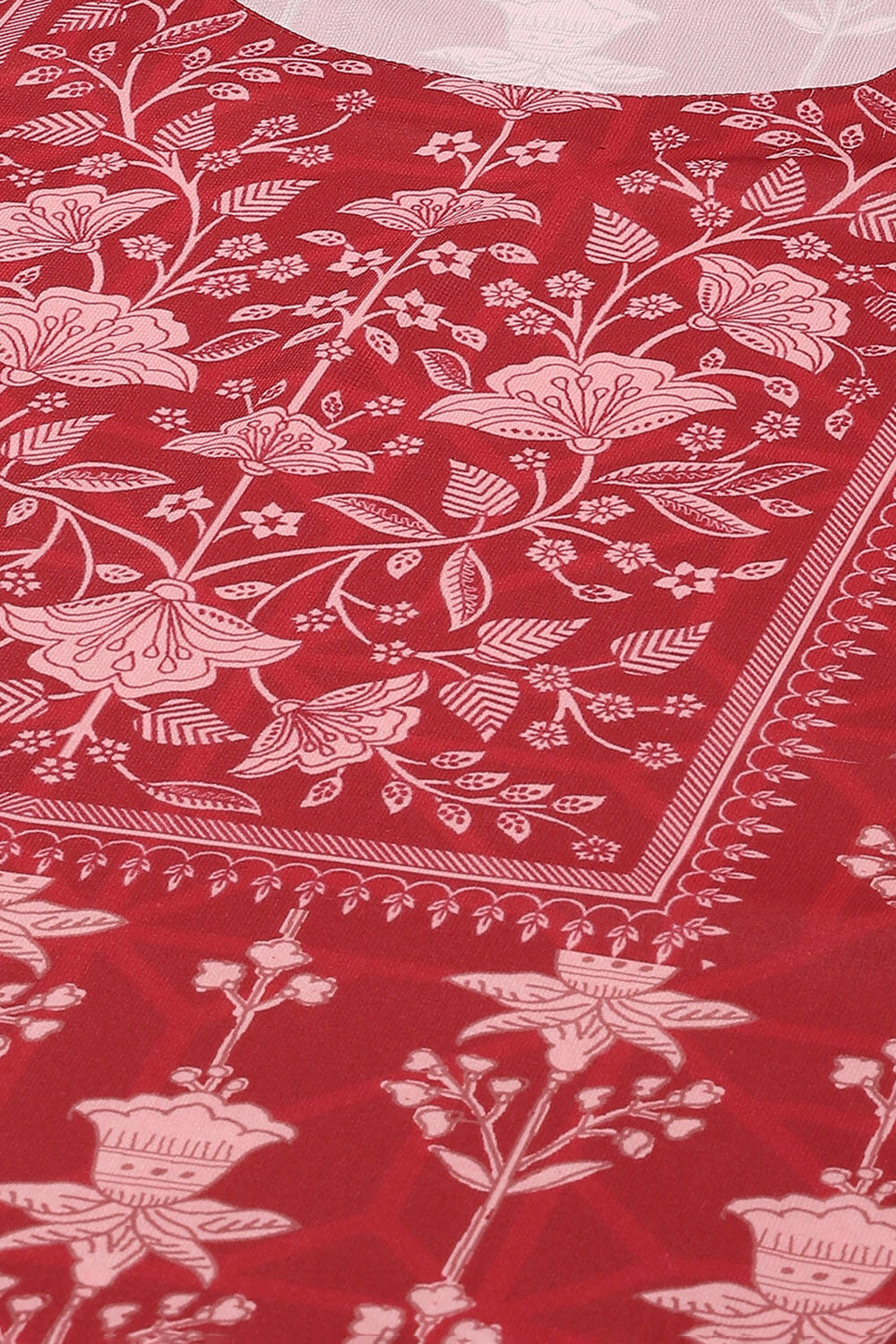 Green & Maroon Silk Blend Digital Print Unstitched Suit Set image number 2