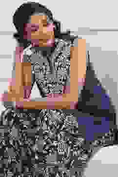 Indigo Cotton Printed Straight Kurta Set image number 0