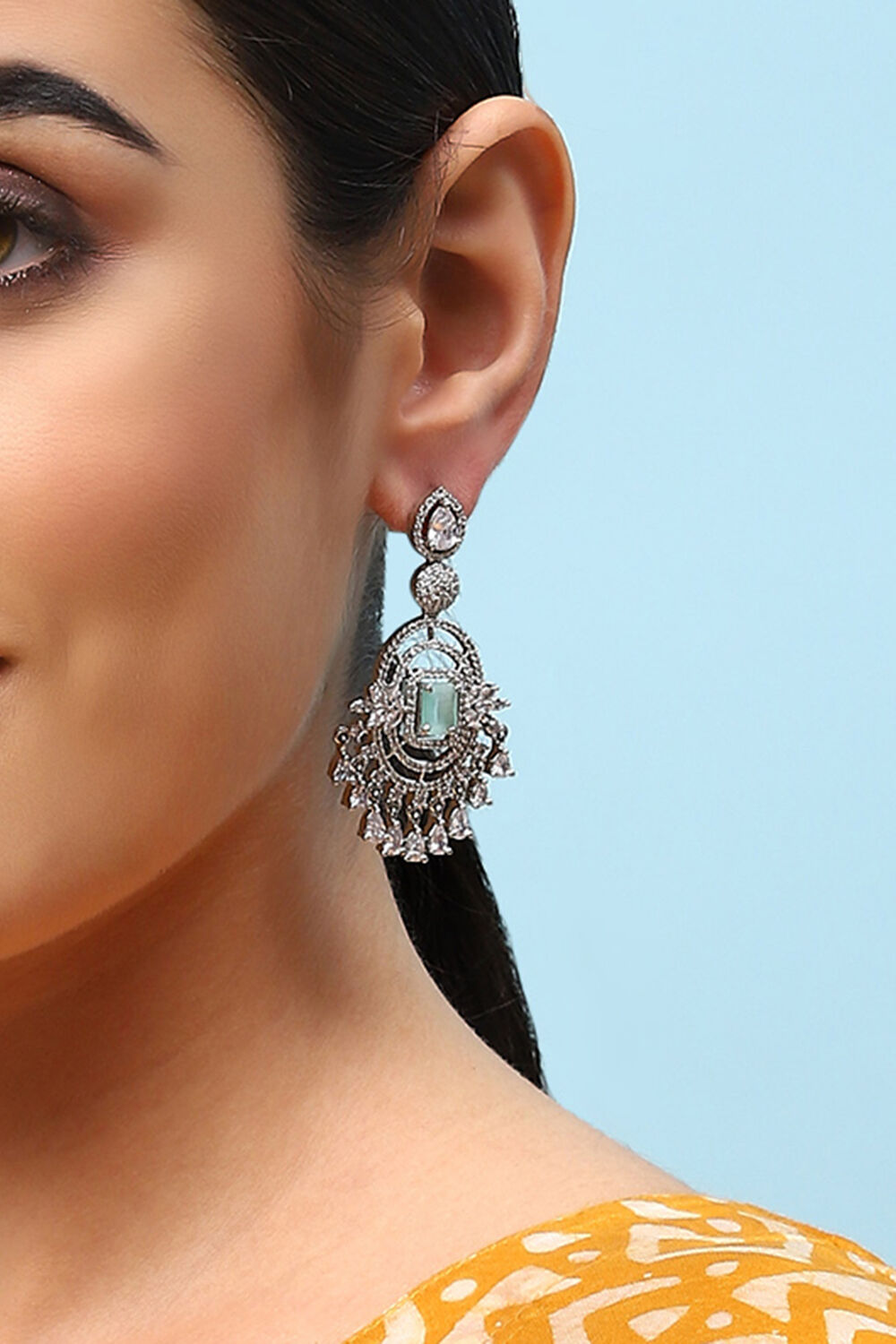 Mint Green Brass Earrings image number 1