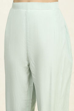 Sea Green Linen Unstitched Suit Set image number 3