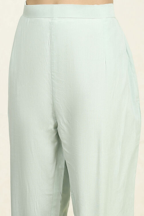 Sea Green Linen Unstitched Suit Set image number 3