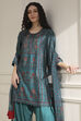 Brown Printed Straight Suit Set image number 6