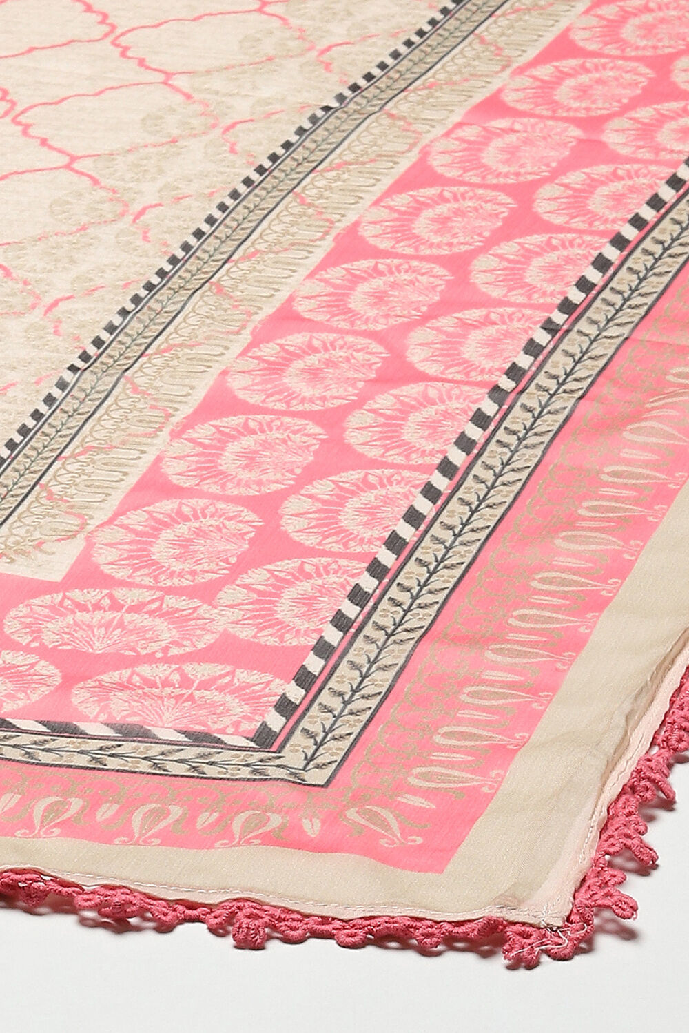 Coral Pink Cotton Blend Straight Kurta Garara Suit Set image number 3