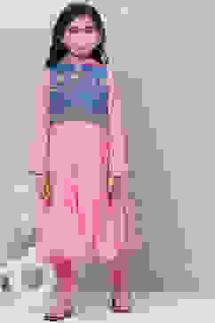 Pink Cotton Anarkali Kurta Churidar Suit Set image number 8