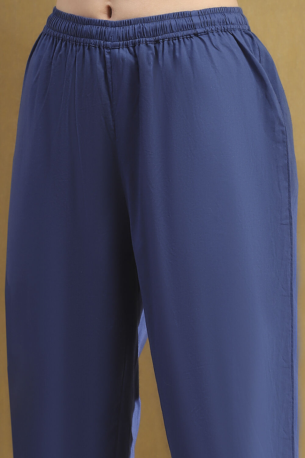 Indigo Cotton Printed Gathered Kurta Set image number 2